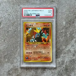 PSA 9 ENTEI #244 Reverse Holo - Neo 2 Premium File - Japanese 2000 Pokemon Card! - Image 1