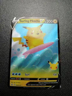 Pokemon TCG Surfing Pikachu V 008/025 Celebrations 25th Anniversary NM - Image 1