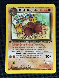 Dark Dugtrio 23/82 Rare Team Rocket Pokemon 1st Edition Moderately Played - Image 1