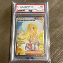 2025 POKEMON MEG EN-MEGA EVOLUTION #184 LILLIE'S DETERMINATION PSA 10 GEM MT - Image 1