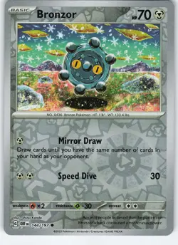 Bronzor 144/197 Common Reverse Holo SV03: Obsidian Flames NM Pokemon - Image 1