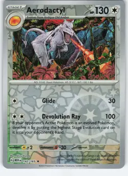Aerodactyl 142/165 Rare Reverse Holo SV: Scarlet & Violet 151 NM Pokemon - Image 1