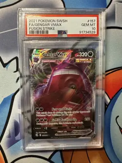 PSA 10 Pokemon TCG Fusion Strike Gengar VMAX Ultra Rare Holo Card 157/264 - Image 1