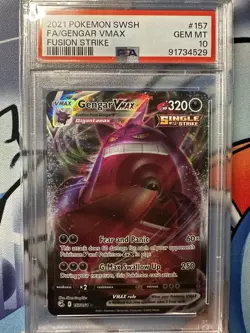 PSA 10 Pokemon TCG Fusion Strike Gengar VMAX Ultra Rare Holo Card 157/264 - Image 2