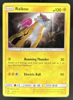 2019 Pokemon Lets Play Shining Legends Raikou Cracked Ice Holo #32/73 - Image 1