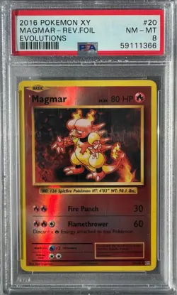 MAGMAR Rev Holo PSA 8 20/108 XY EVOLUTIONS 2016 POKEMON NM-MT - Image 1