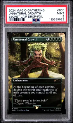 2024 MTG SECRET LAIR DROP MARVEL'S WOLVERINE-FOIL #0865 UNNATURAL GROWTH PSA 9 - Image 1