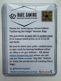 Magic The Gathering booster packs “Gathering The Magic Booster” Bags GREEN - Image 4