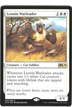 Leonin Warleader #23 Core Set 2019 Regular Rare LP - Image 1