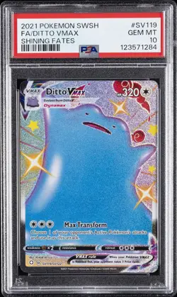 2021 POKEMON SWORD & SHIELD SHINING FATES #SV119 FULL ART/DITTO VMAX PSA 10 - Image 1