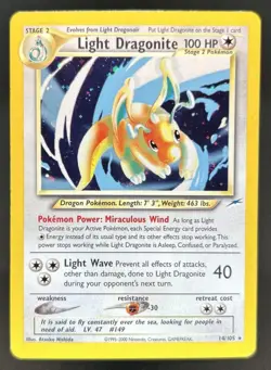 2002 Pokemon Neo Destiny Light Dragonite Holo #14/105 - Image 1