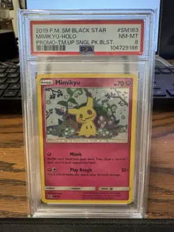 2019 Pokemon Black Star Promo Team Up Mimikyu SM163 Holo PSA 8 NM - MINT - Image 1