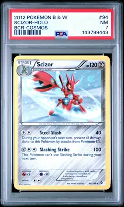 2012 POKEMON BLACK & WHITE BOUNDARIES CROSSED COSMOS #94 SCIZOR-HOLO PSA 7 - Image 1