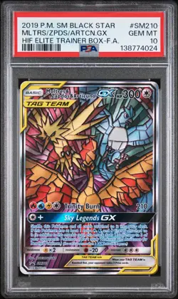 2019 POKEMON SM BLACK STAR PROMO FULL ART/MOLTRES & ZAPDOS & ARTICUNO GX PSA 10 - Image 1