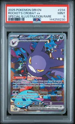 2025 POKEMON DRI SPECIAL ILLUSTRATION RARE #234 TEAM ROCKET'S CROBAT EX PSA 9 - Image 1