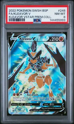 2022 POKEMON SWSH BLACK STAR PROMO #248 FULL ART/KLEAVOR V PSA 8 - Image 1