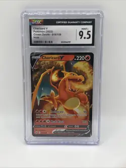 Charizard v Holo Ultra Rare Card 018/159 Crown Zenith CGC 9.5 Near Mint - Image 1