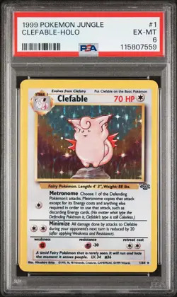 1999 Pokemon Jungle #1 Clefable-Holo PSA 6 - Image 1
