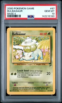 2000 POKEMON BASE SET 2 #67 BULBASAUR PSA 10 - Image 1