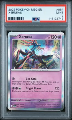 2025 POKEMON MEG EN-MEGA EVOLUTION #064 XERNEAS PSA 9 - Image 1
