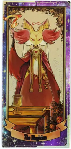 Pokemon Eif Origin Collection Box Topper I Tarot The Magician Delphox GOLD - Image 1
