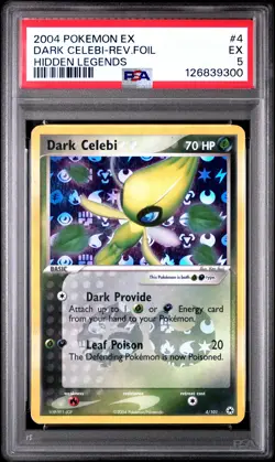 2004 POKEMON EX HIDDEN LEGENDS #4 DARK CELEBI-REVERSE FOIL PSA 5 - Image 1