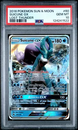 2018 POKEMON SUN & MOON LOST THUNDER #60 SUICUNE GX PSA 10 - Image 1