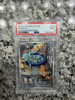 Pokemon 2024 Stellar Crown Squirtle 148/142 Illustration Rare Holo PSA 9 - Image 1