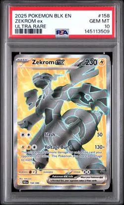 145113509 Zekrom ex 2025 Pokemon Black Bolt #158/086 Ultra Rare PSA 10 - Image 1