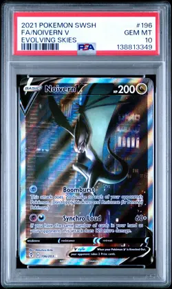 2021 POKEMON SWORD & SHIELD EVOLVING SKIES #196 FULL ART/NOIVERN V PSA 10 - Image 1