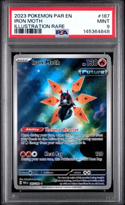 2023 POKEMON PAR EN-PARADOX RIFT ILLUSTRATION RARE #187 IRON MOTH PSA 9 - Image 1