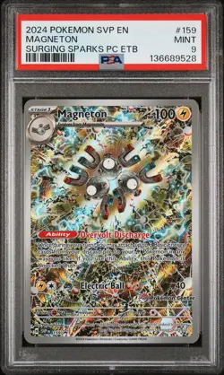 2024 POKEMON SURGING SPARKS POKEMON CENTER ETB PROMO #159 MAGNETON PSA 9 - Image 1