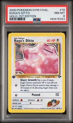 2000 POKEMON GYM CHALLENGE HOLO-1ST EDITION #10 KOGA'S DITTO PSA 8 - Image 1