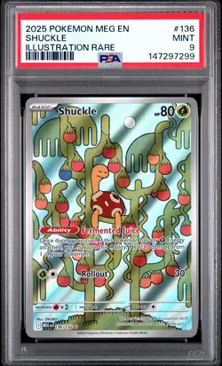 2025 POKEMON MEG EN-MEGA EVOLUTION ILLUSTRATION RARE #136 SHUCKLE PSA 9 - Image 1