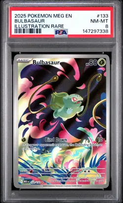 2025 POKEMON MEG EN-MEGA EVOLUTION ILLUSTRATION RARE #133 BULBASAUR PSA 8 - Image 1