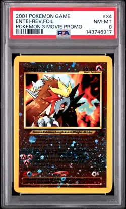 2001 POKEMON GAME MOVIE POKEMON 3 MOVIE PROMO #34 ENTEI-REVERSE FOIL PSA 8 - Image 1