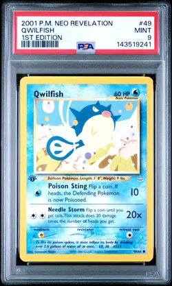 2001 POKEMON NEO REVELATION 1ST EDITION #49 QWILFISH PSA 9 - Image 1