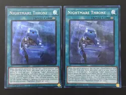 2025 YUGIOH MP25 1ST ED SECRET RARE NIGHTMARE THRONE X2 NM SET - Image 1