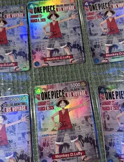 Ten (10) ONE PIECE Monkey D. Luffy US Voyage College Basketball Promo Cards New - Image 3