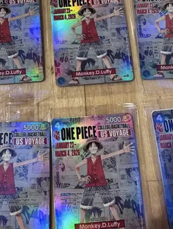 Ten (10) ONE PIECE Monkey D. Luffy US Voyage College Basketball Promo Cards New - Image 3
