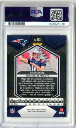2024 Panini Mosaic #303 DRAKE MAYE Rookie Card Patriots RC PSA 9 - Image 2