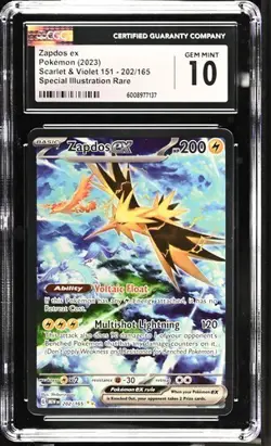 Zapdos ex 202/165 Scarlet & Violet 151 💎CGC 10 GEM MINT💎 Graded Pokemon Card - Image 1