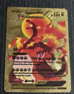 Pokemon Charizard VMAX 586hp Gold Foil Fan Art Collector Card NM Smooth - Image 1