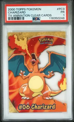 POP 2 - 2000 Topps Pokemon TV Clear Cards CHARIZARD #PC3 PSA 1 - Image 1