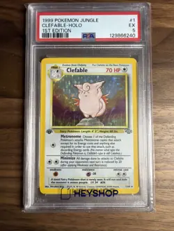 Clefable 1st Edition Jungle Holo Card 01/64 PSA 5 - Image 1