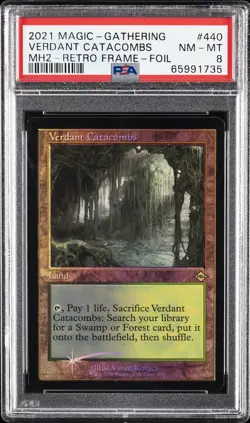2021 MTG MODERN HORIZONS 2 RETRO FRAME-FOIL #440 VERDANT CATACOMBS PSA 8 - Image 1