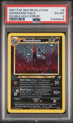 2001 POKEMON NEO REVELATION DOUBLE HOLO ERROR #8 HOUNDOOM-HOLO PSA 6 - Image 1