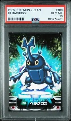 PSA 10 JAPANESE POKEMON CARDDASS ZUKAN HERACROSS #108 PART 1 ADVANCED POP 2 765B - Image 1