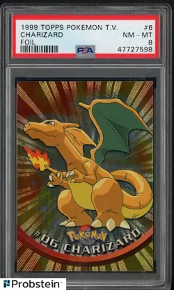 1999 Topps Pokemon TV Animation Foil #6 Charizard PSA 8 NM-MT - Image 1