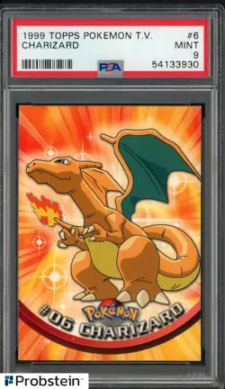 1999 Topps Pokemon TV Animation #6 Charizard PSA 9 MINT - Image 1
